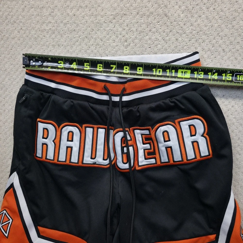 Rawgear‎ Athletic Basketball Shorts Mens Medium Black Orange Stitched Logo Gym